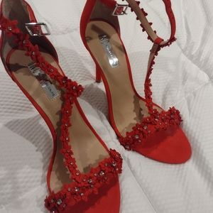 Women's size 10 worn just once strappy beautiful orange sandals